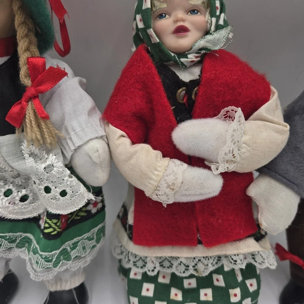 Hand Painted German Bavarian Porcelain Doll‎ Girl Boy Grandma Vtg Folk Figures